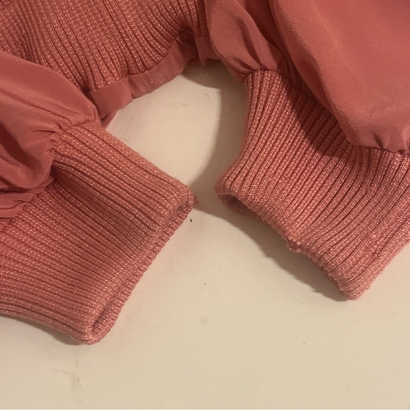 St. John Silk Full Zip Collared Bat Wing Bomber Jacket  Cardigan Mauve Size XL. - Picture 15 of 16